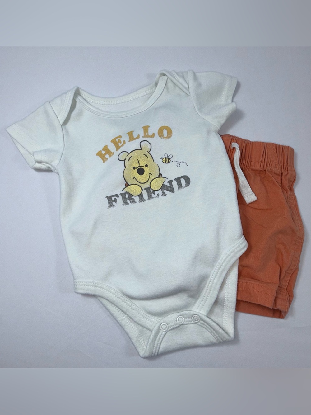 Disney Baby 6M/6-9M Winnie-the-Pooh Baby Boy’s 2-Piece Bodysuit & Shorts Set